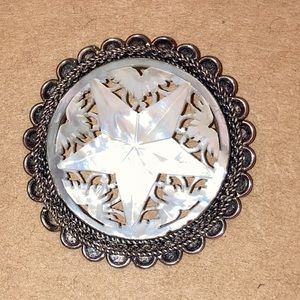 Mother-of-Pearl 5Point STAR PENDANT with and STERLING SILVER Scalloped Perimeter